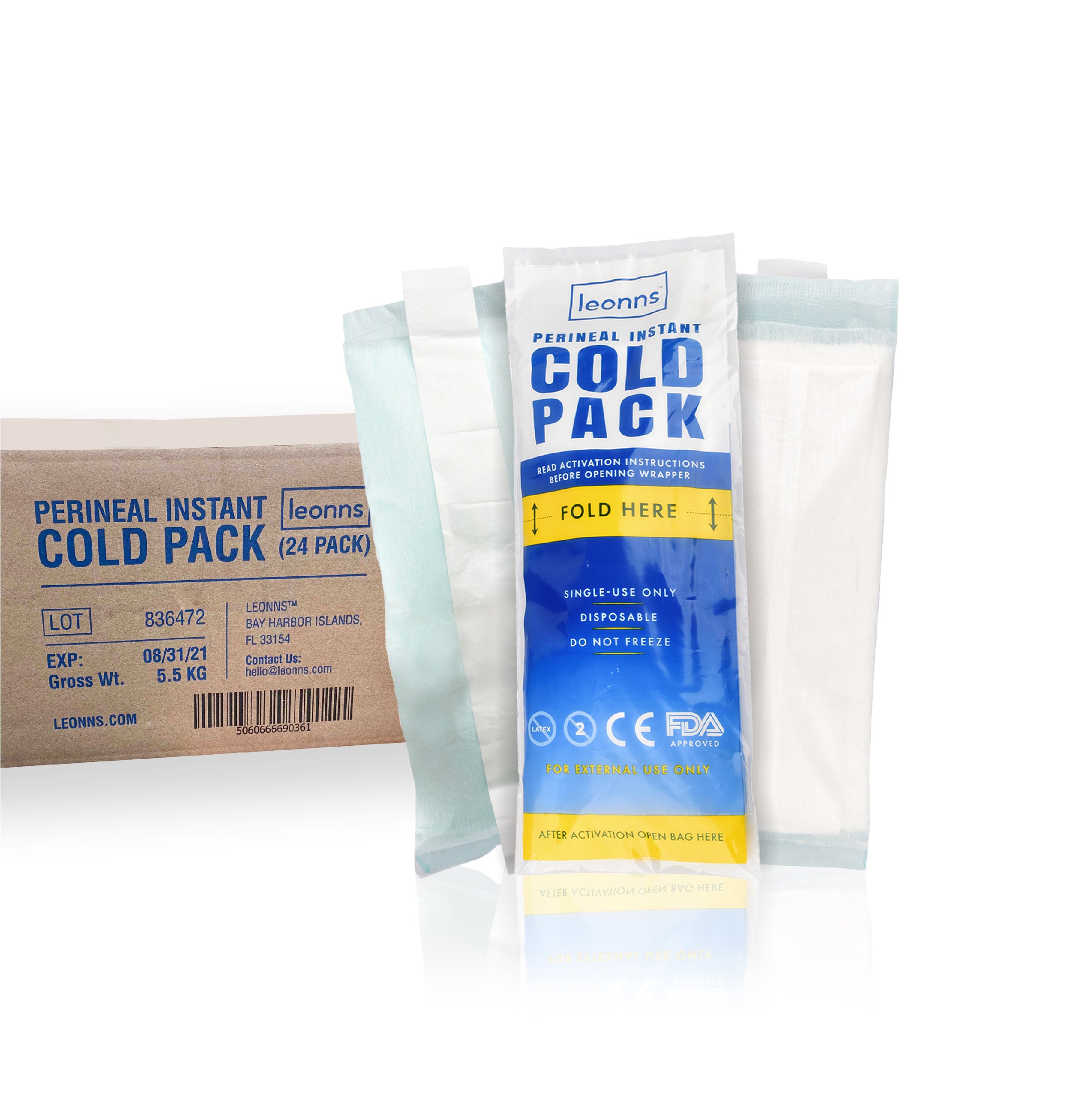 Medline 24 Pack Perineal Cold Packs with Adhesive Strip, 4.7 x