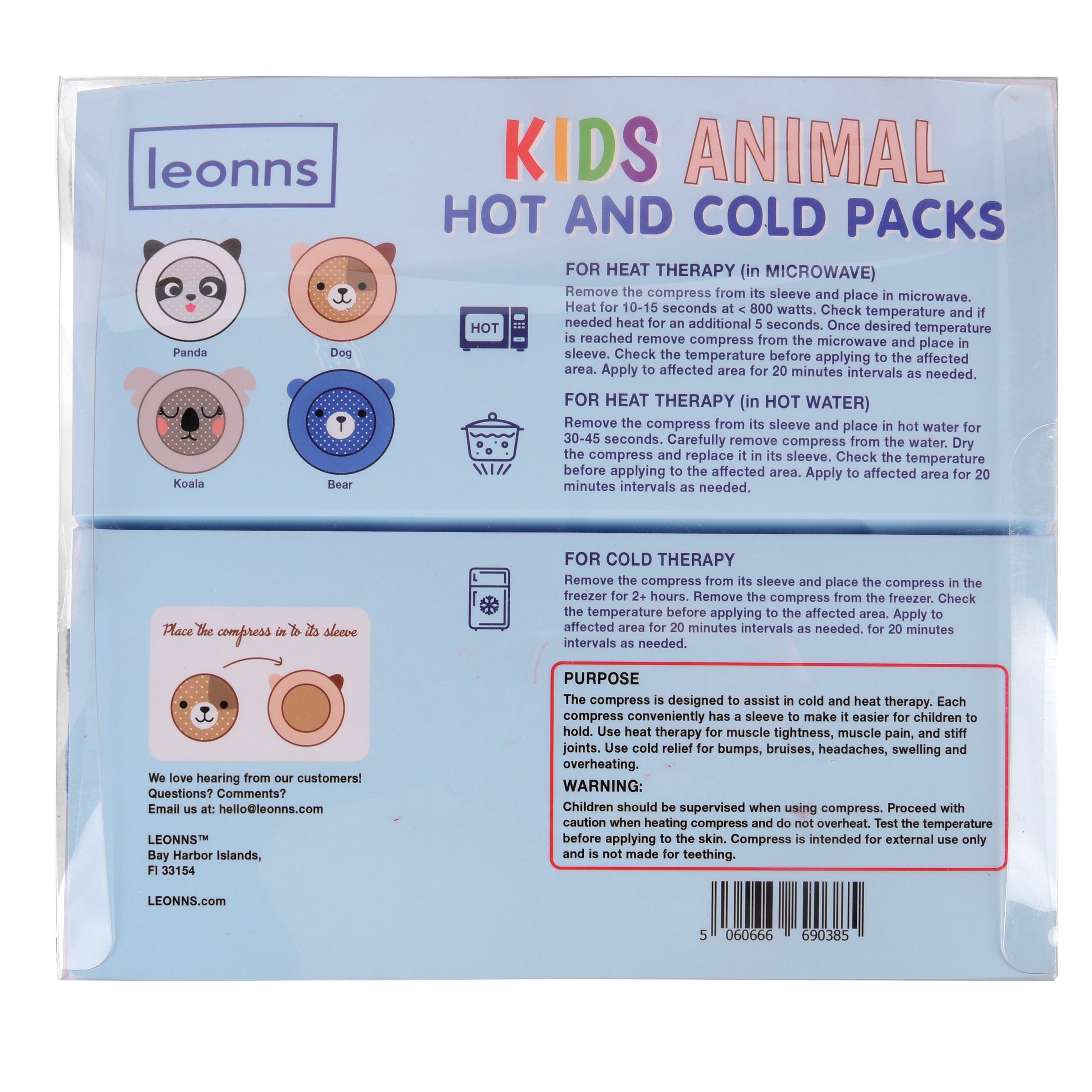 Kids Hot and Cold Fuzzy Sleeved Ice packs (Panda Set)